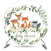 Lofaris Cute Animals Flower Leaves Round Baby Shower Backdrop